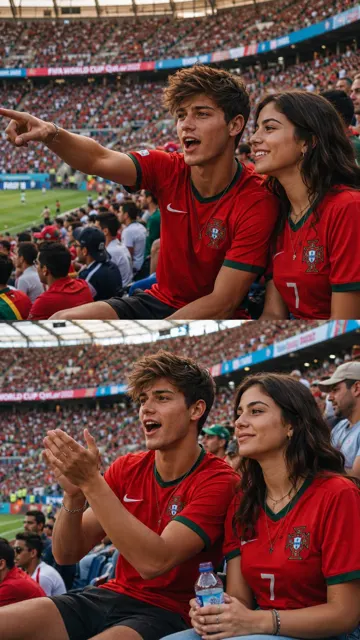 Ultra realistic portugal fans world cup photography