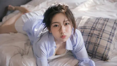 Korean style bedroom girlfriend cinematic still