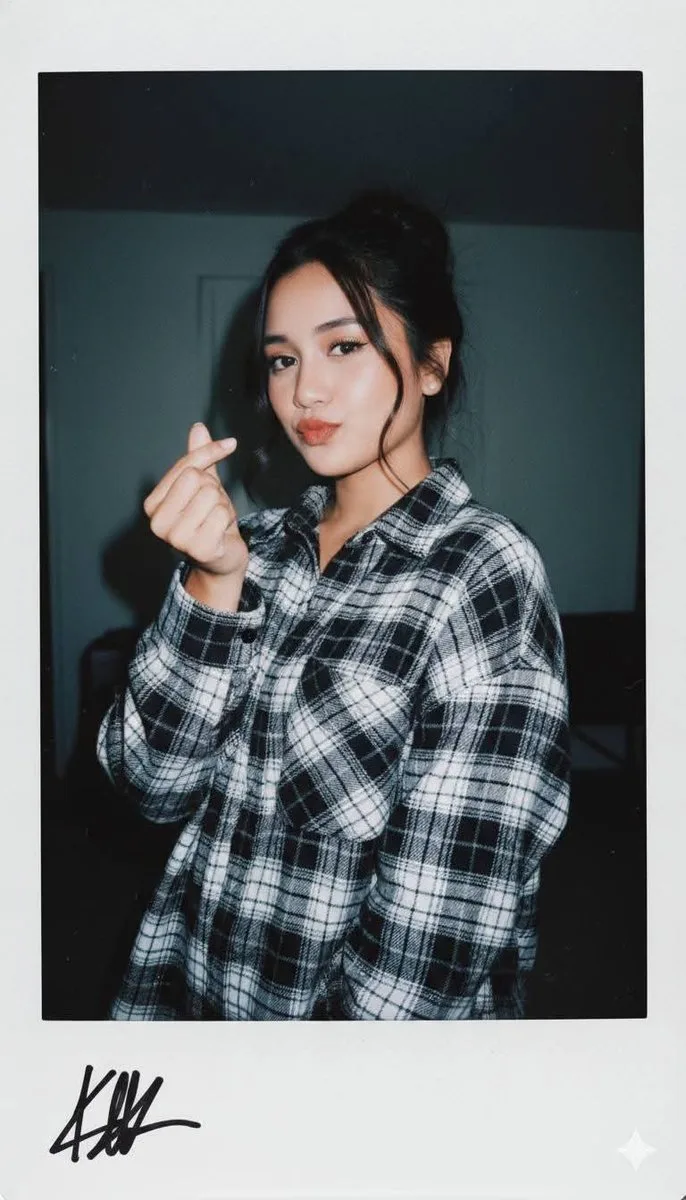 Vintage film plaid girl polaroid — Sonra