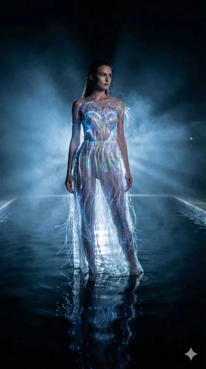Glowing goddess in dark water — After