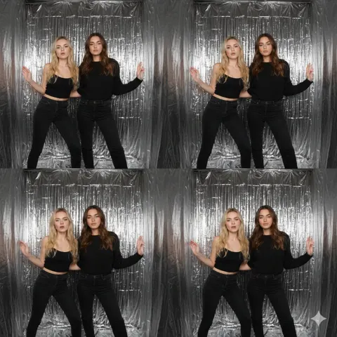 Blue photobooth wide angle couple collage