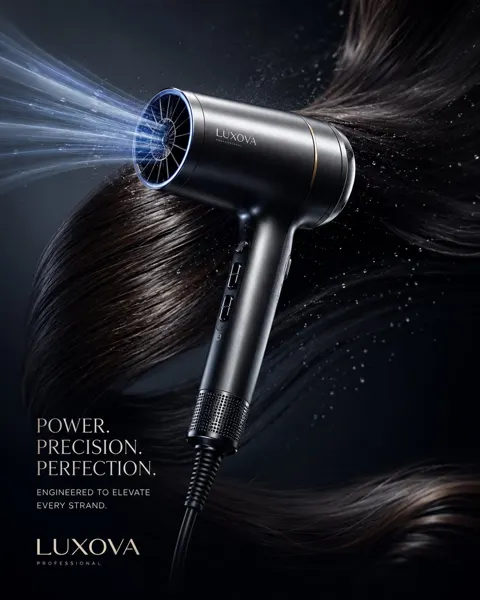 Luxury hair dryer commercial advertisement