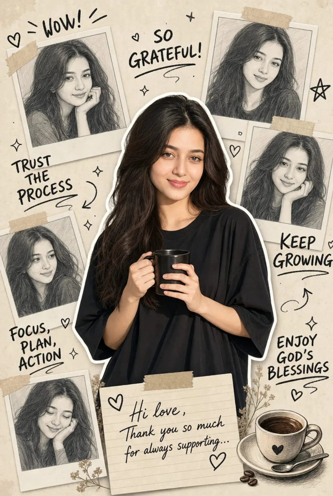 Motivational pinterest aesthetic collage korean girl — Sonra