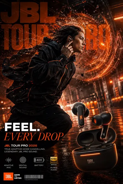 Jbl tour pro 2026 cinematic ad poster