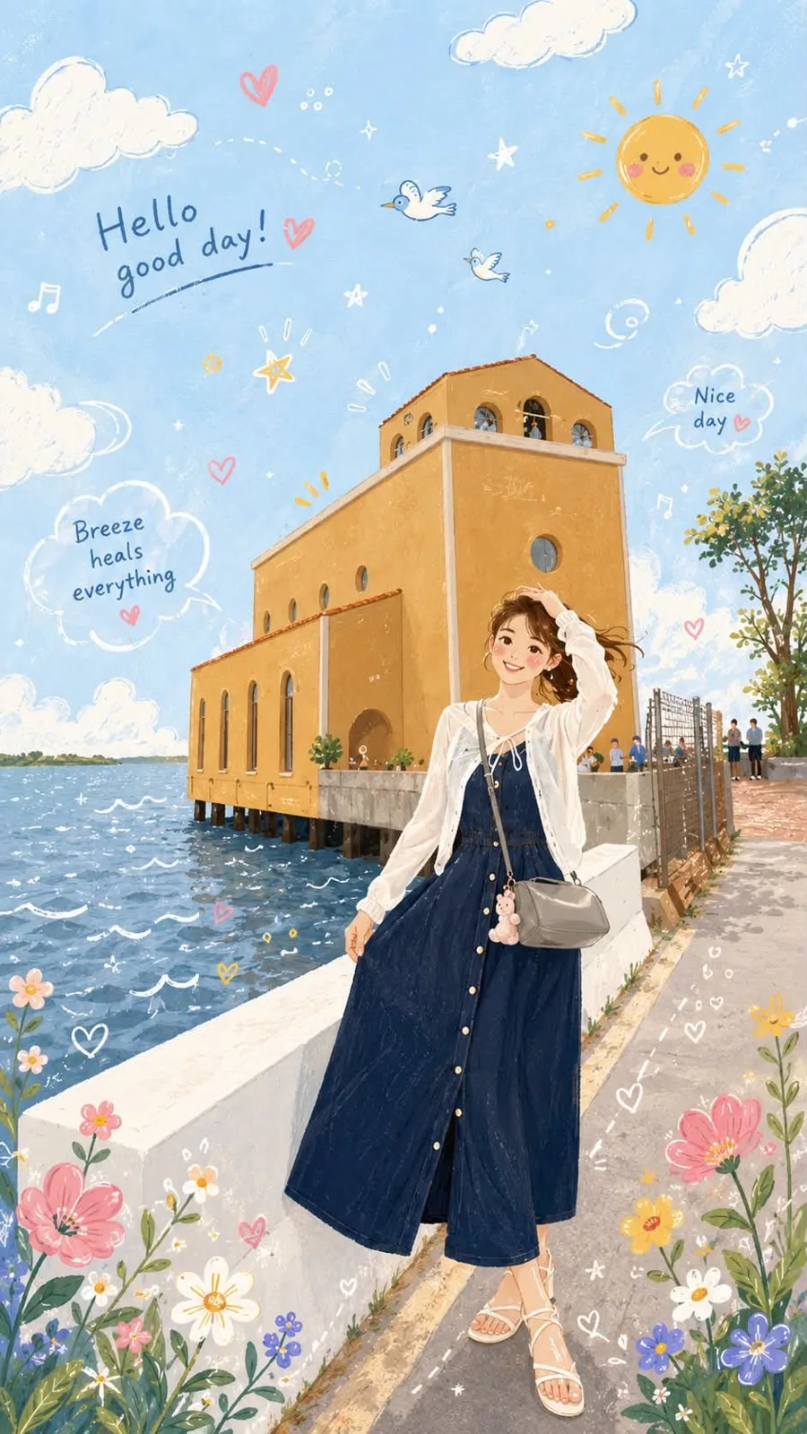 Folk flat illustration childrens book style — Sonra