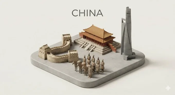 Minimalist landmark diorama — Sonra