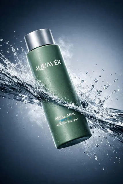 Luxury green shampoo splash