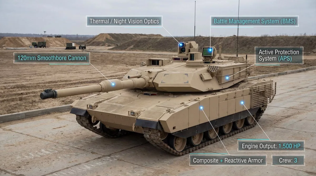 Modern combat tank infographic — Sonra