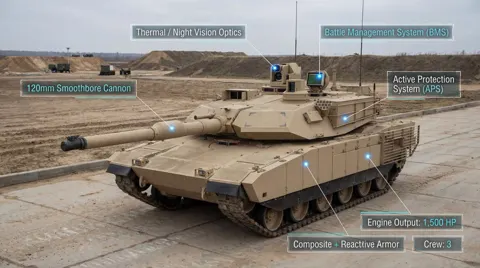 Modern combat tank infographic