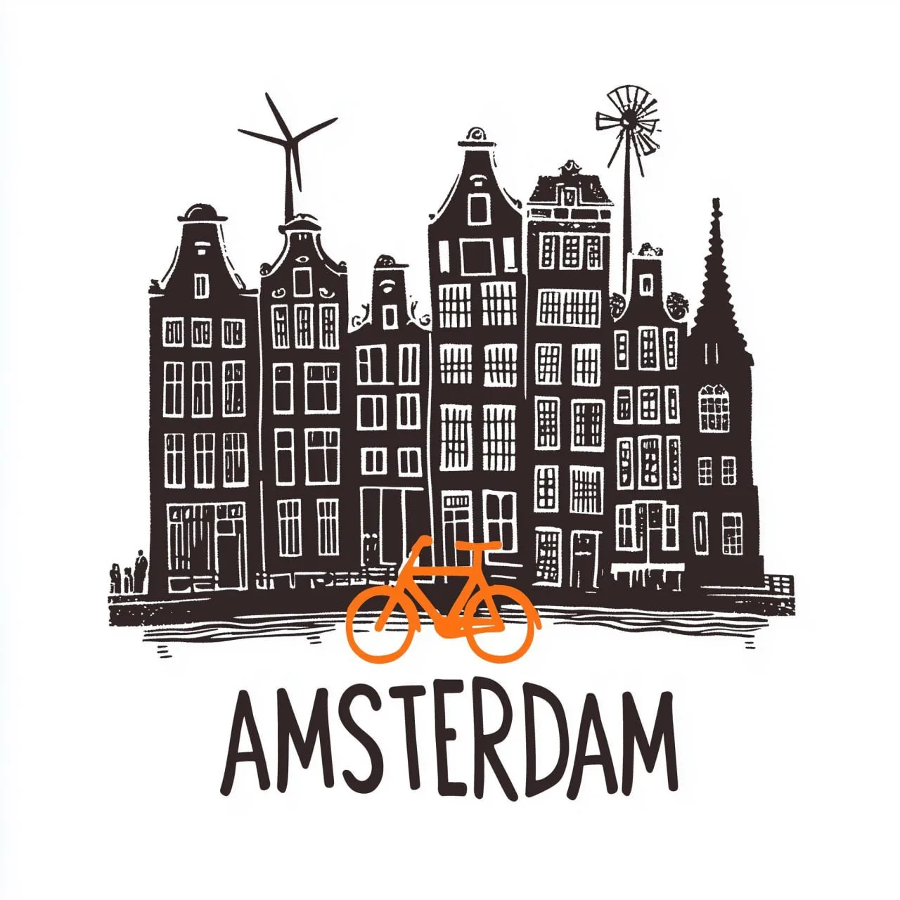 Minimalist linocut amsterdam illustration — Sonra