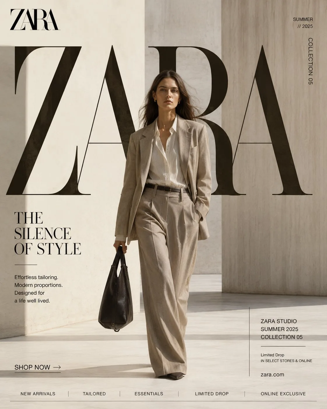 Zara luxury editorial fashion campaign prompt — Sonra