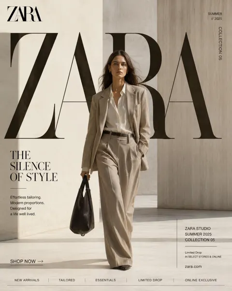 Zara luxury editorial fashion campaign prompt