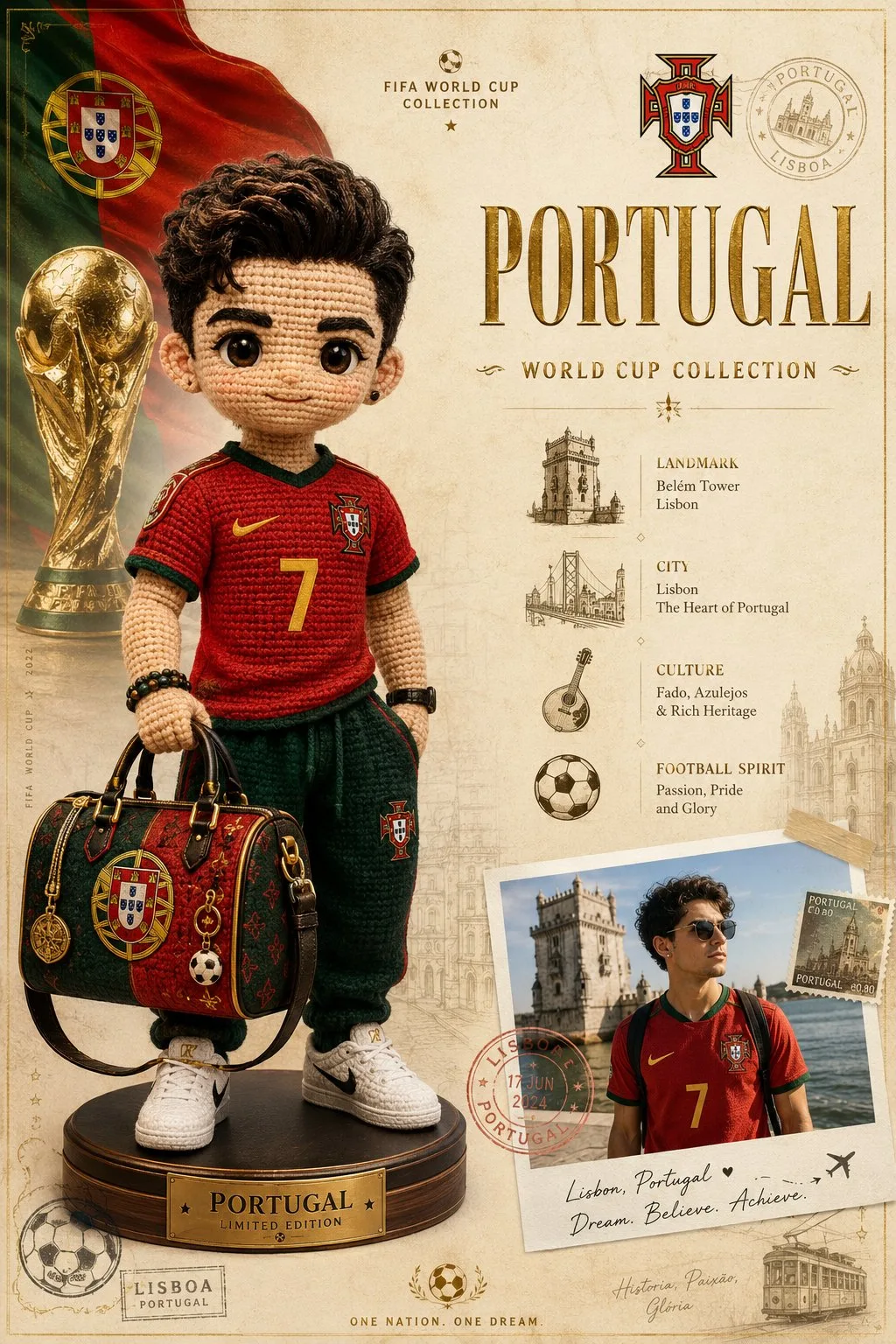 Luxury world cup crochet doll poster — Sonra