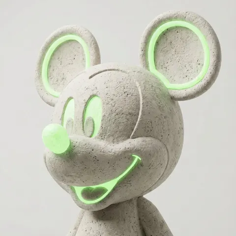 Travertine bust neon green glow