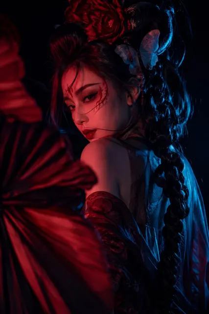 Dark oriental mysterious female character photography