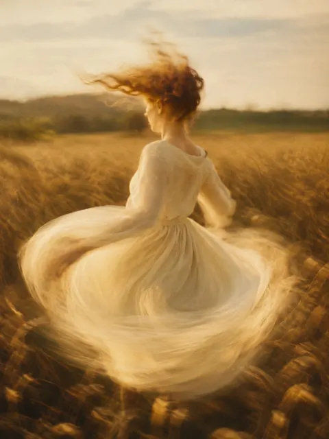 Aesthetic wind motion blur portrait
