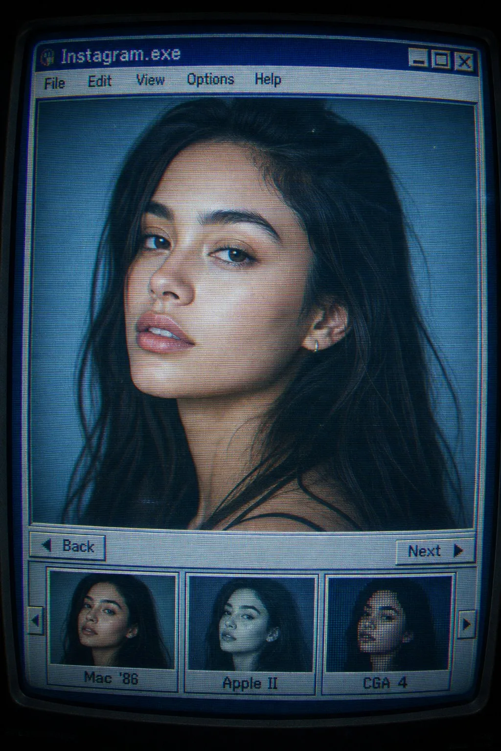 Retro 90s crt interface ultra realistic portrait — After