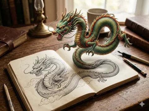 Dragon escaping notebook