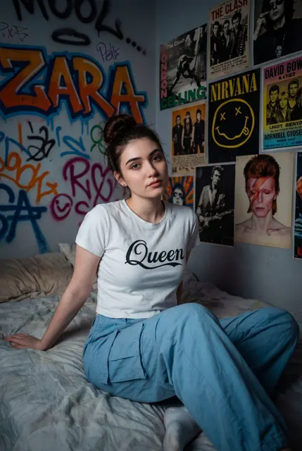 Grunge girl graffiti wall