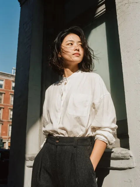 Fashion editorial portrait vintage aesthetic