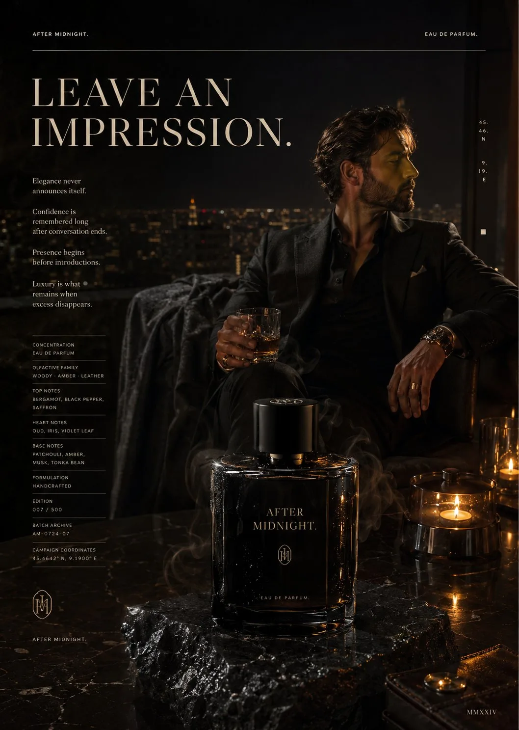 Luxury fragrance after midnight campaign design — Sonra