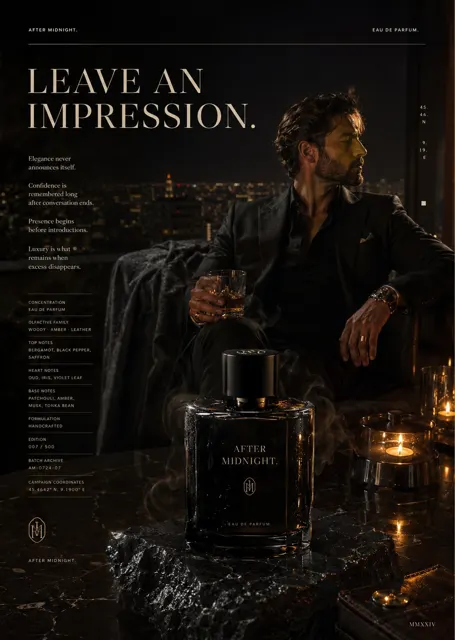 Luxury fragrance after midnight campaign design