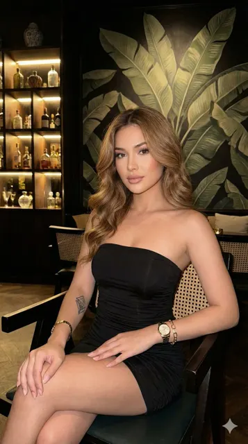 Luxury lounge black dress girl