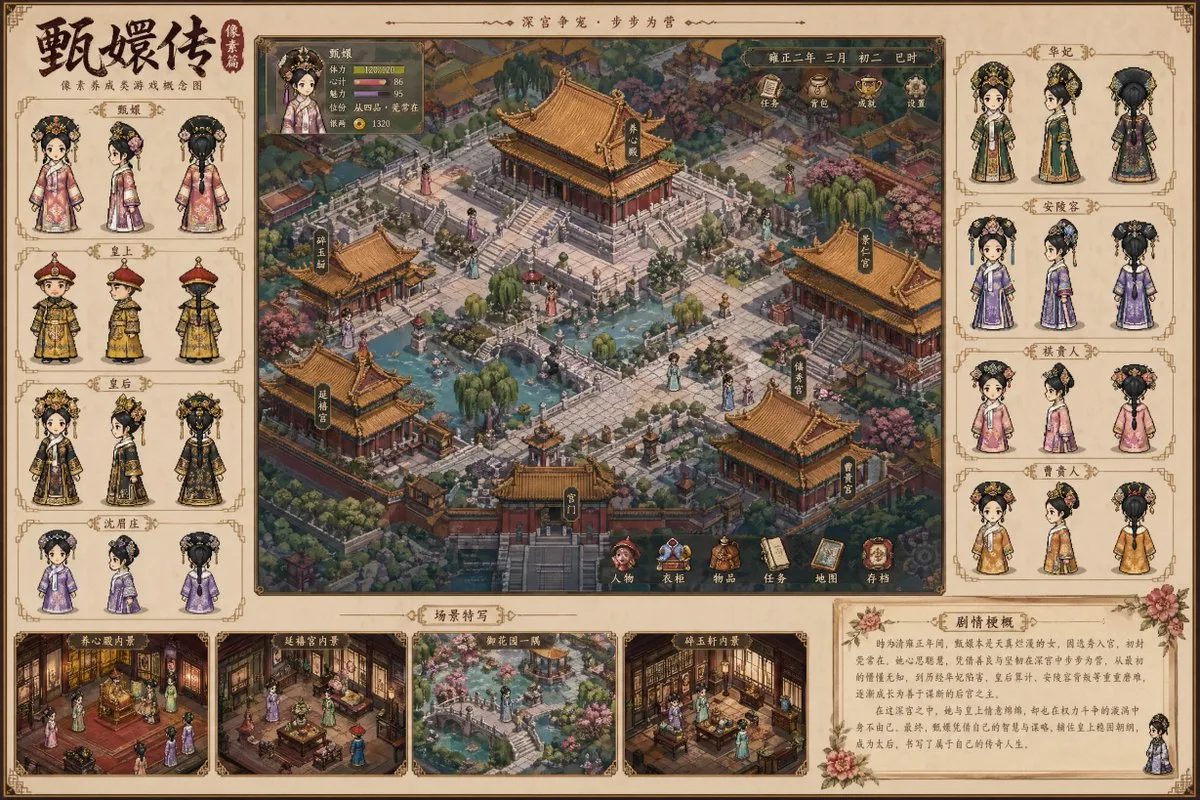 Empresses in palace game concept — Sonra