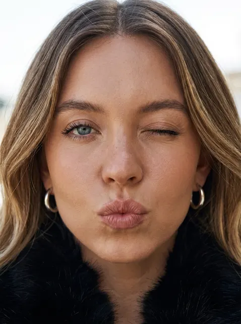 Macro playful wink girl
