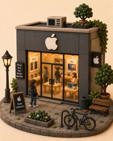 Handcrafted miniature brand store diorama