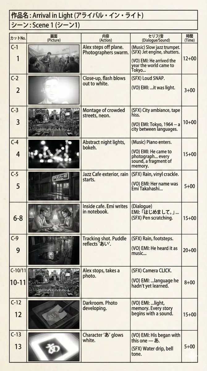 Cinematic anime storyboard design — Sonra