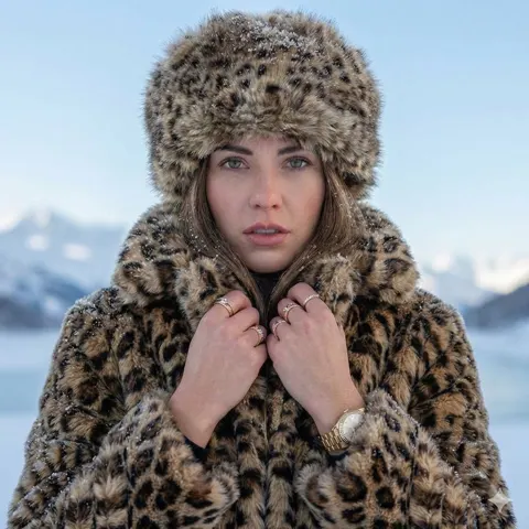 Snowy leopard fur beauty