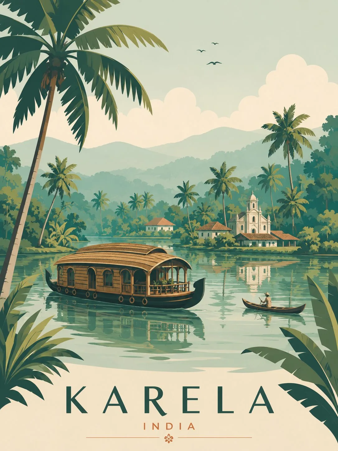 Minimalist bali vintage travel poster illustration — After