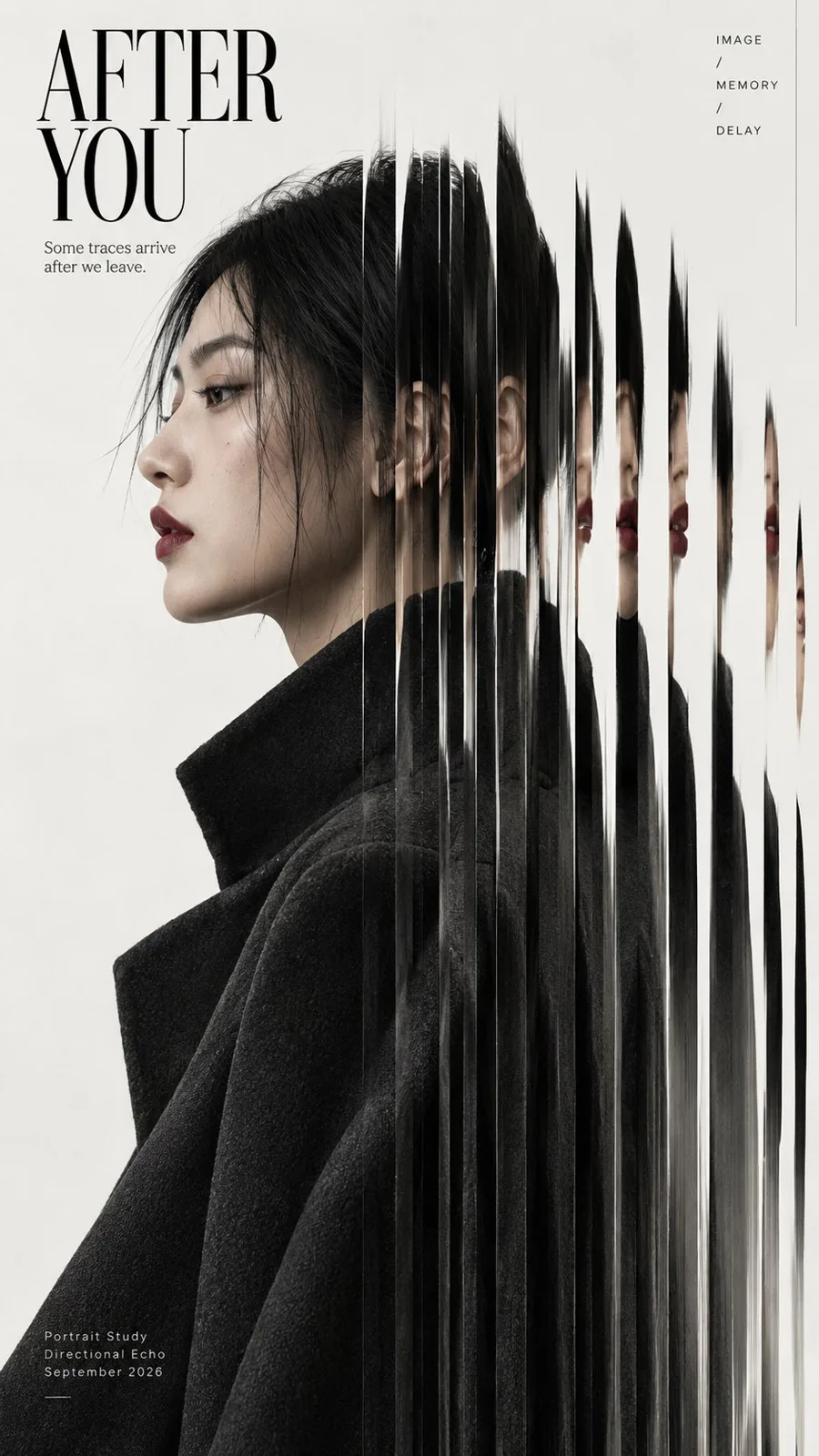 Premium fashion editorial slit scan portrait — After