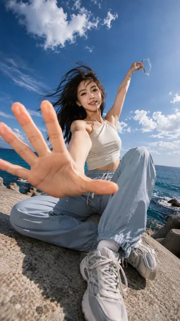 Ultra wide forced perspective portrait prompt
