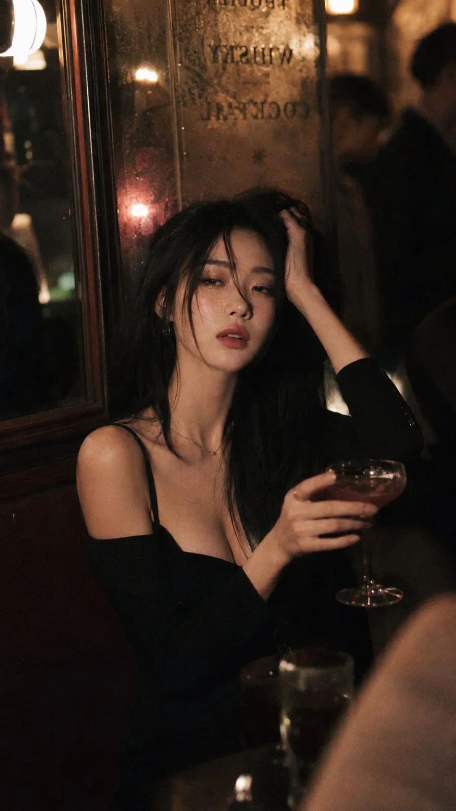 Cinematic korean idol dim bar portrait — After