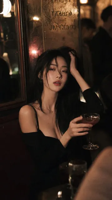 Cinematic korean idol dim bar portrait