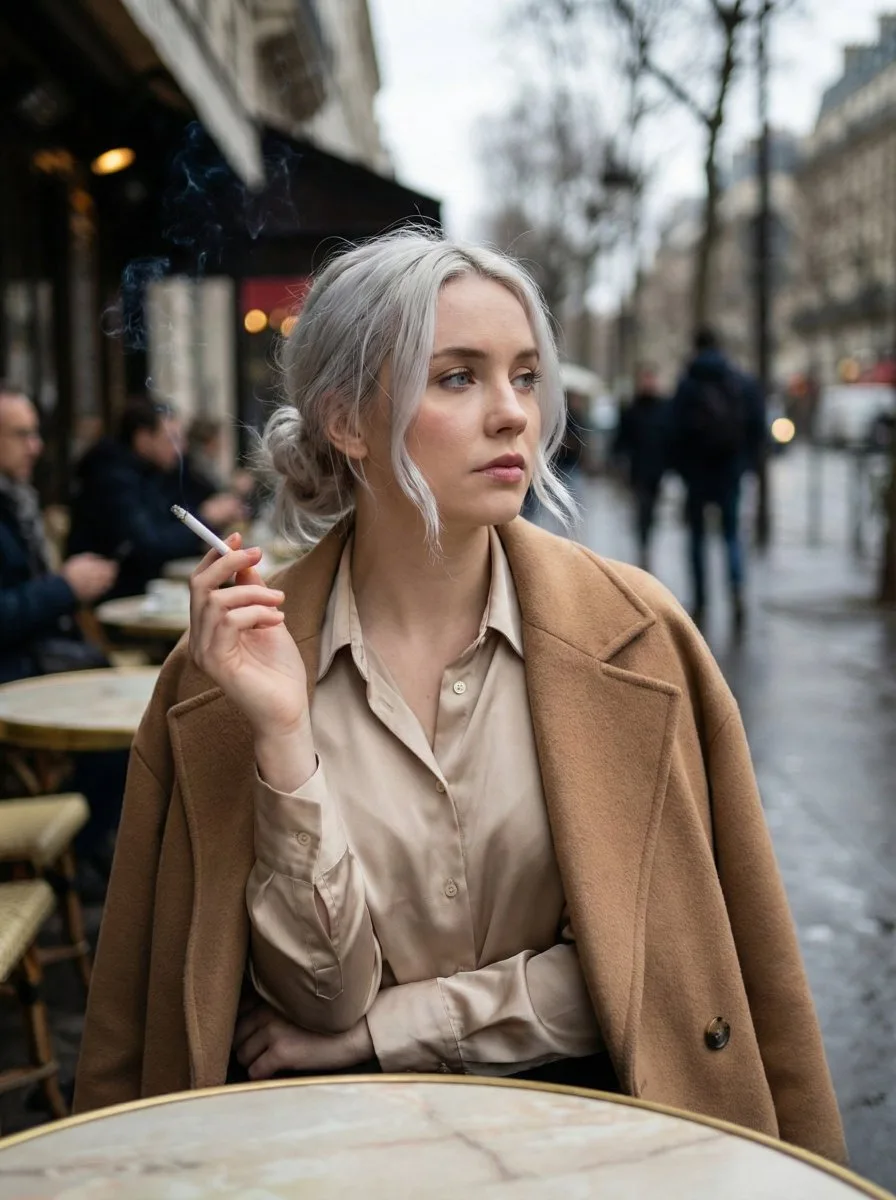 Parisian rainy cafe portrait — Sonra
