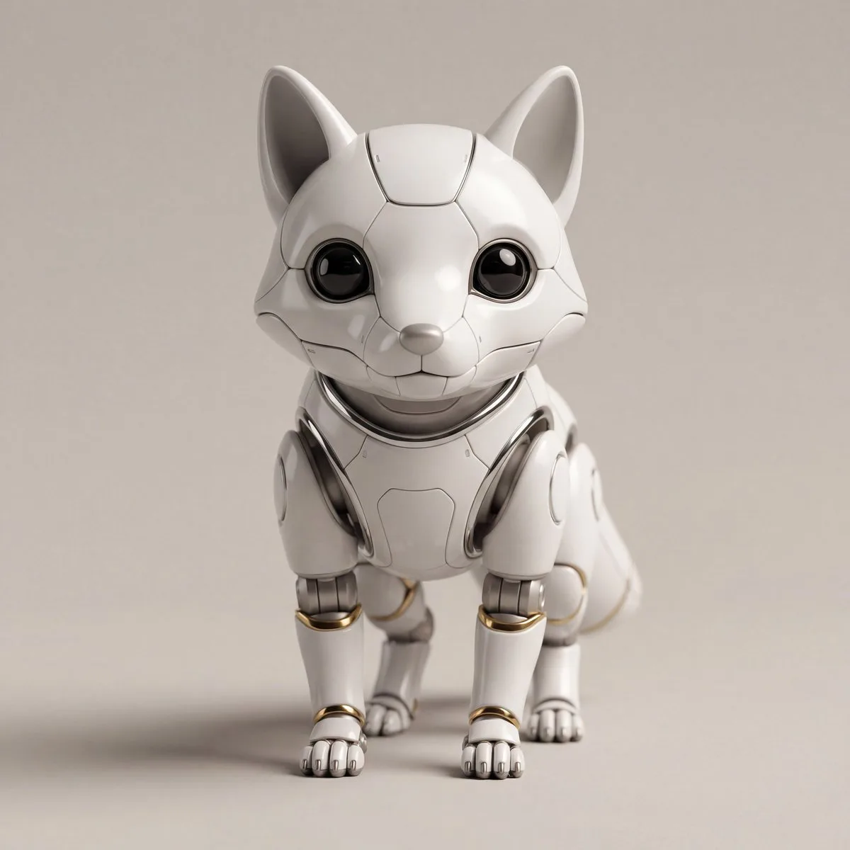 Minimalist white ceramic robotic frog — After