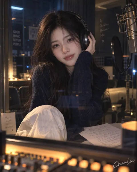 Full frame low light korean recording studio portrait