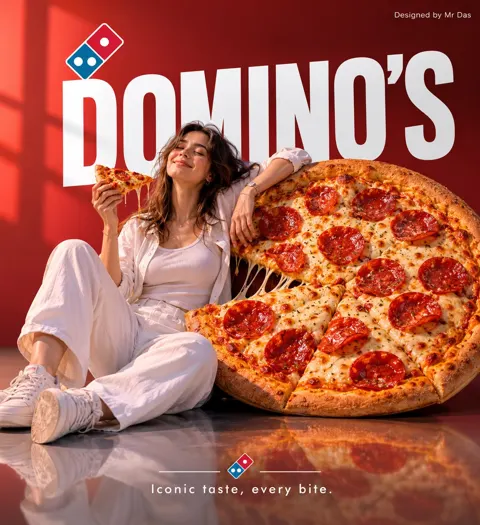 Minimalist dominos pepperoni pizza ad commercial