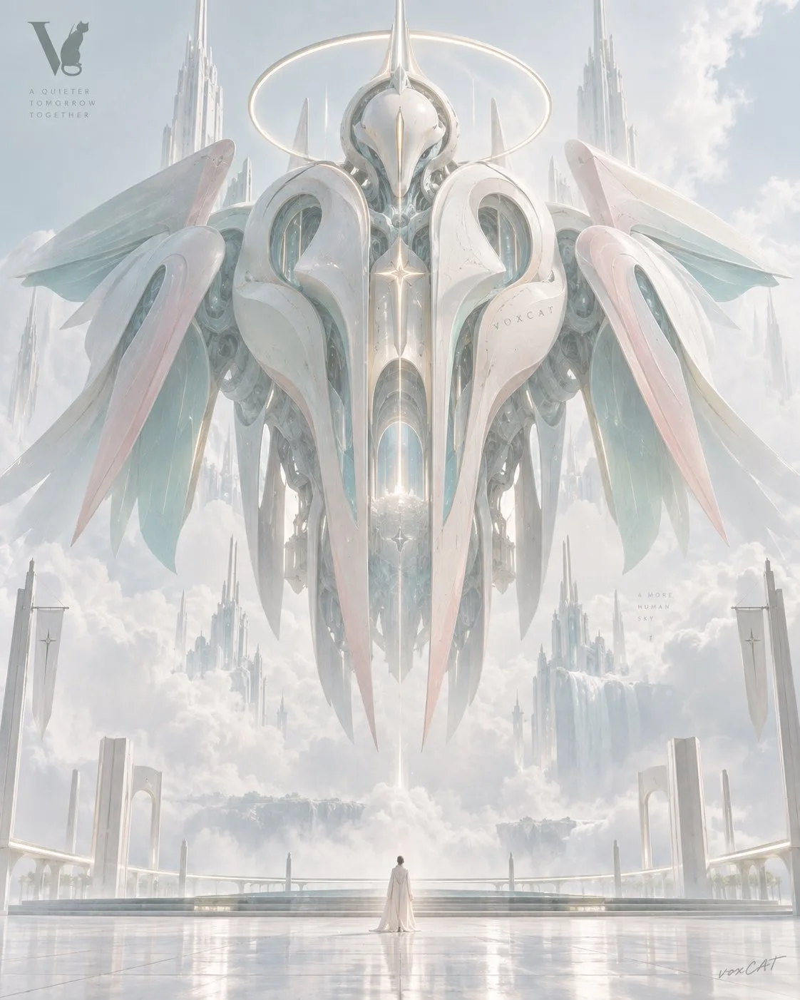 Soft surreal mech poster style — Sonra