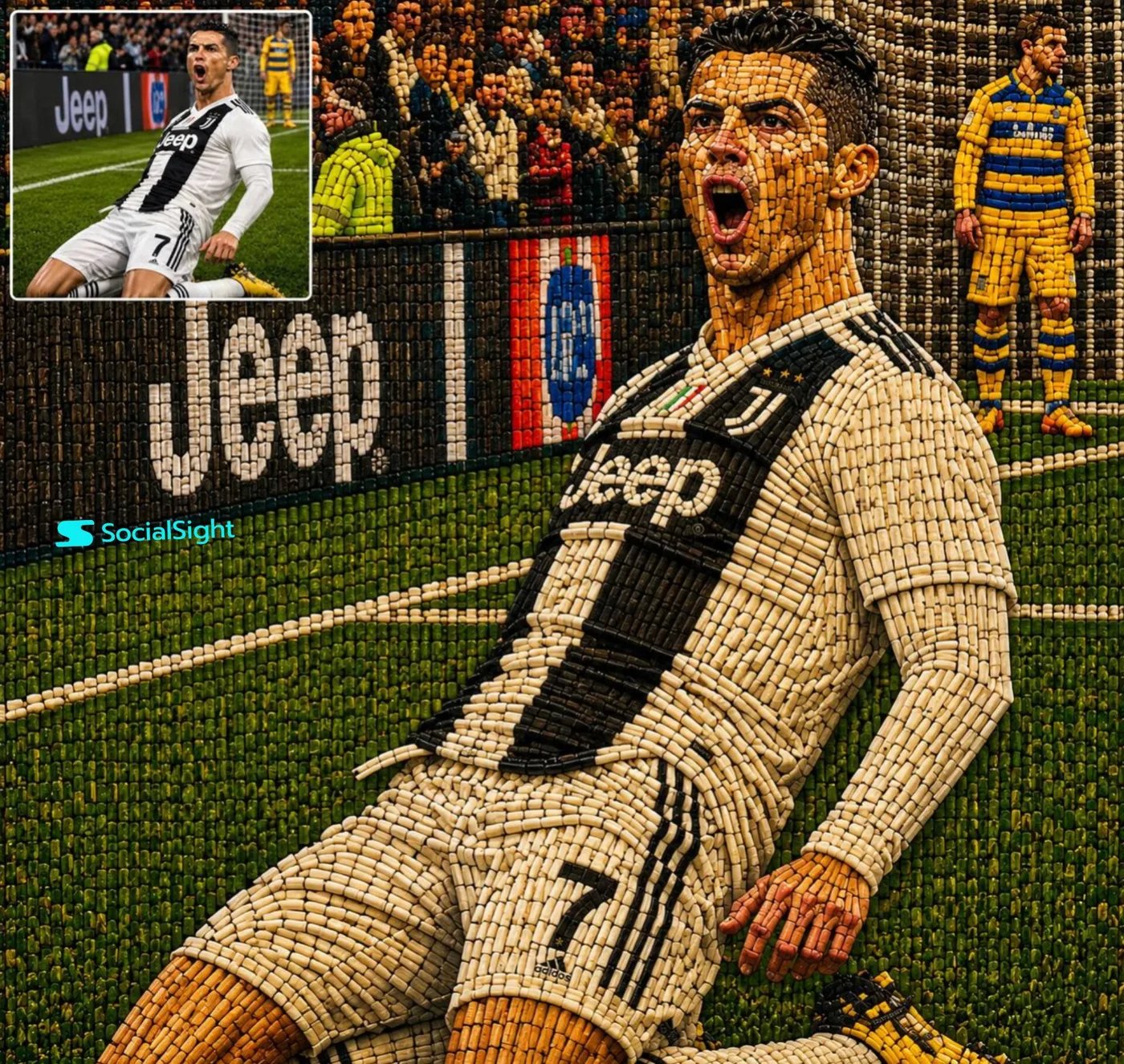 Portugal football legend ronaldo wooden sculpture — After