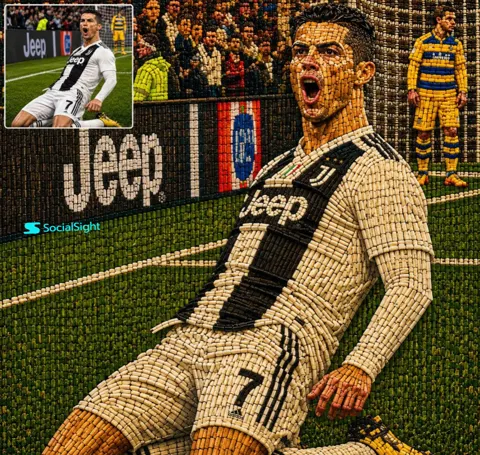 Portugal football legend ronaldo wooden sculpture