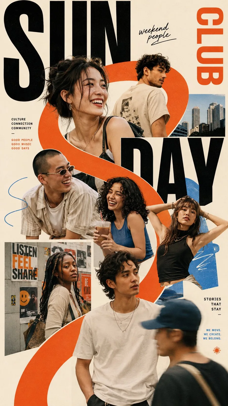 Bold multi person editorial poster design — After