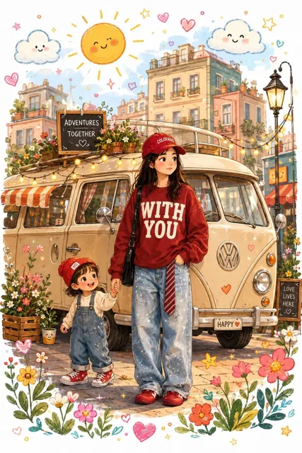 Heartwarming whimsical childrens storybook illustration