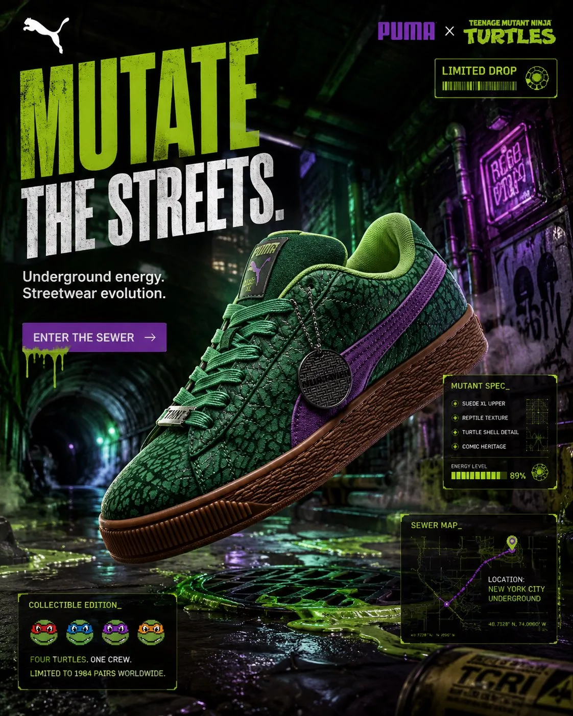 Puma tmnt sneaker smm campaign prompt — After