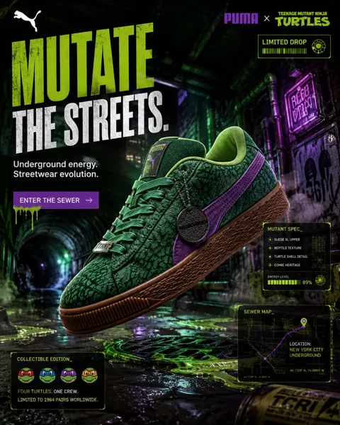 Puma tmnt sneaker smm campaign prompt