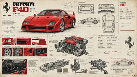 Vintage automotive engineering supercar poster