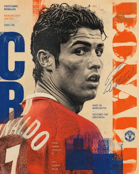 Cristiano ronaldo risograph art poster